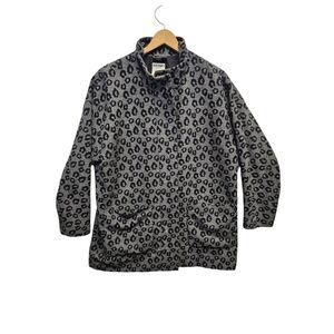 Old Navy Women's Plus Size XL‎ Coat Wool Blend Leopard Print Gray Black Pea Coat